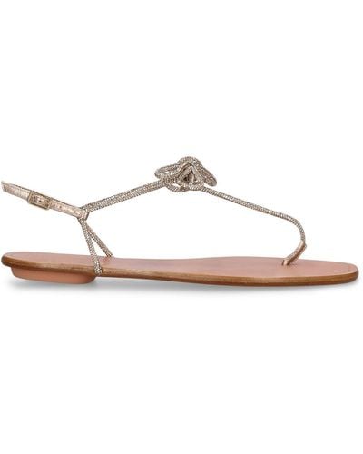 Aquazzura 5mm Capri Mirror Leather Flat Sandals - White
