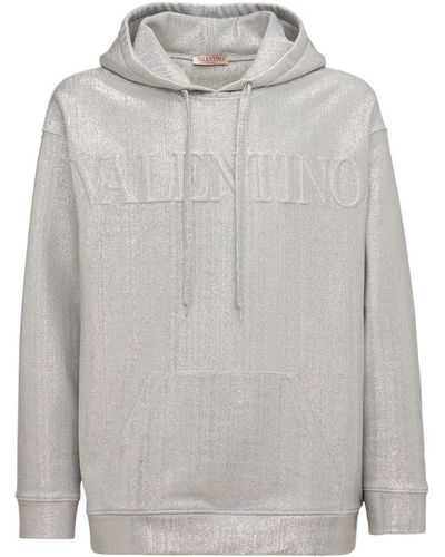 Valentino Sweat En Jersey De Lurex Imprimé Logo À Capuche - Métallisé