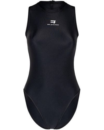Balenciaga Racing Print Spandex One Piece Swimsuit - Black