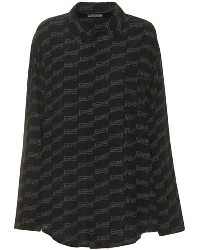 Balenciaga シルクサテンシャツ - ブラック
