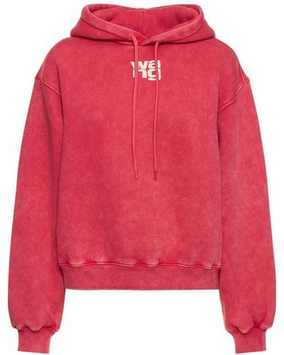 Alexander Wang Essential Terry Cotton Hoodie W/ Logo - Red