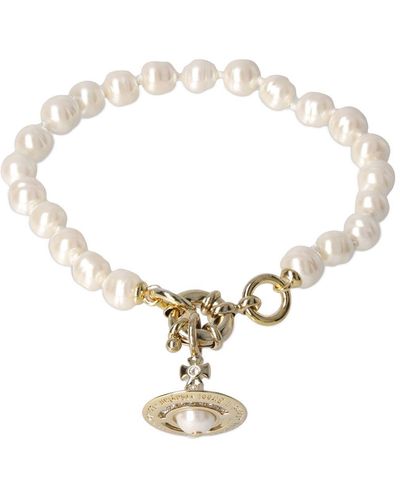 Vivienne Westwood Bracciale aleksa con perle d'imitazione - Metallizzato