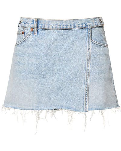 RE/DONE Pam Mid Rise Denim Mini Skirt - Blue