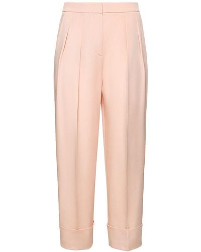 Giorgio Armani Glittered Silk Pleated High Waist Pants - Pink