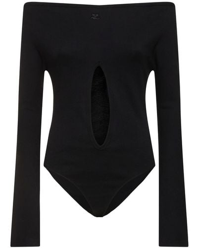 Courreges Drop Jersey Cotton Bodysuit - Black