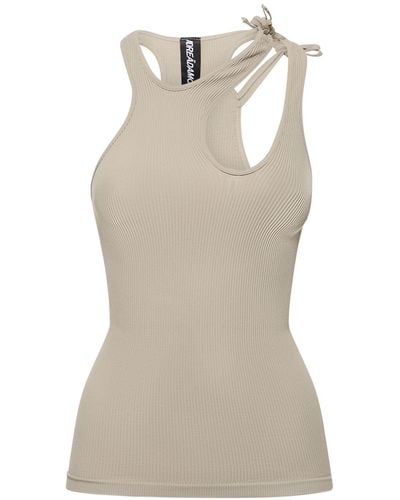 ANDREADAMO Ribbed Jersey Top W/ Double Straps - Natural