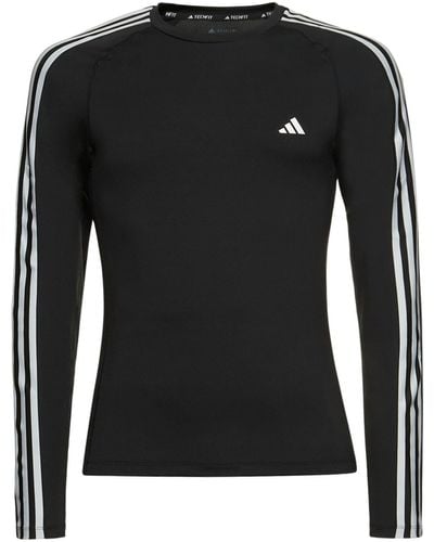 adidas Originals 3 Stripes Long Sleeve T-Shirt - Black