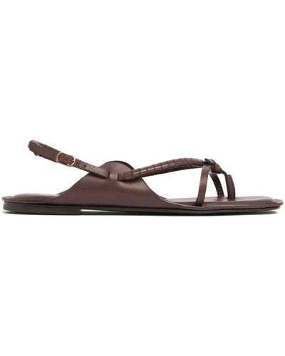 Soeur 20mm Anais Leather Flat Sandals - Brown