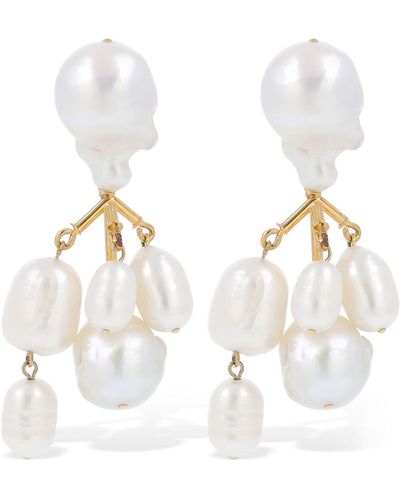 Jil Sander Orchid 1 Pearl Pendant Earrings - White