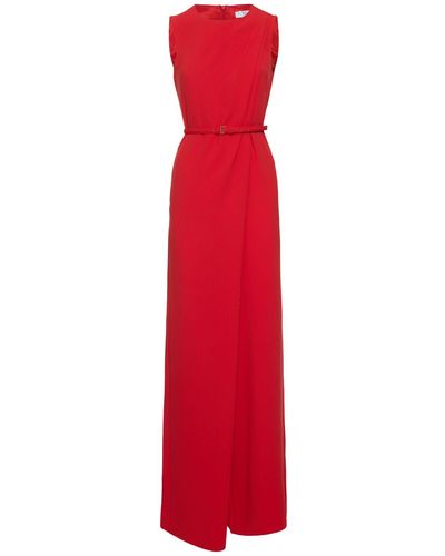 Max Mara Sondrio Belted Cady Long Jumpsuit - Red