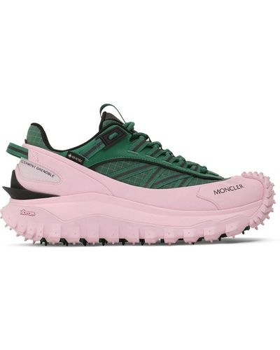 Moncler Baskets trailgrip vert et rose à membrane gore-tex