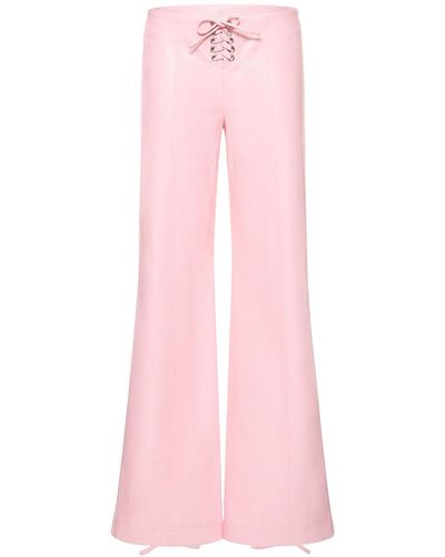 ROTATE BIRGER CHRISTENSEN Embossed Lace-Up Flared Pants - Pink