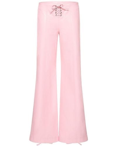 ROTATE BIRGER CHRISTENSEN Embossed Lace-Up Flared Pants - Pink