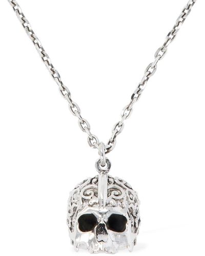 Emanuele Bicocchi Large Arabesque Skull Charm Necklace - Metallic
