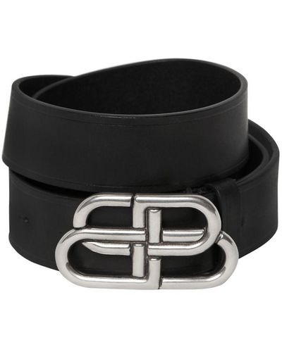 Balenciaga Ceinture En Cuir Avec Boucle Bb 3,5 Cm - Noir