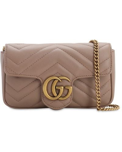 Gucci Supermini gg Marmont Leather Bag - Grey