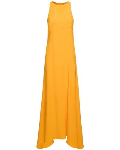 Jil Sander Viscose Blend Cady Flared Long Dress - Yellow