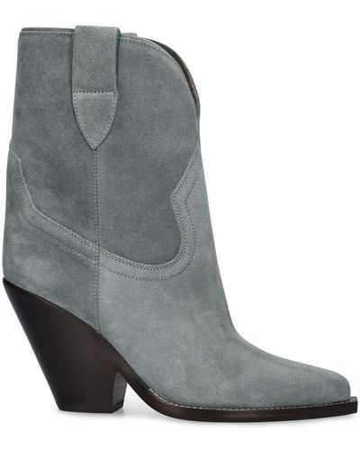 Isabel Marant 90Mm Leyane Suede Ankle Boots - Gray