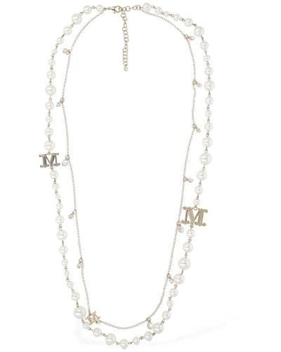 Max Mara Halskette Mit Perlenimitat - Weiß