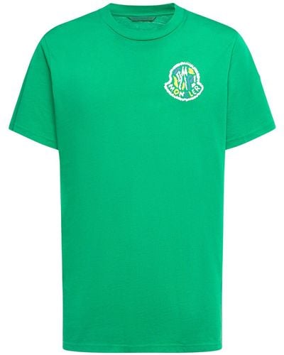 Moncler Camiseta de algodón con logo - Verde