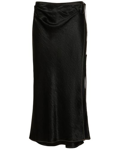 Acne Studios Satin Wraparound Midi Skirt - Black