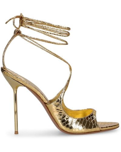 Paris Texas 105mm Loulou Python Printed Sandals - Metallic