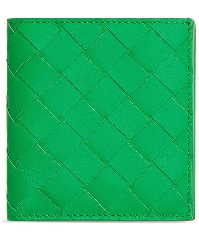 Bottega Veneta Intrecciato Leather Slim Bi-Fold Wallet - Green