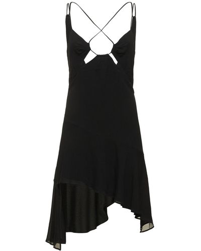 ANDAMANE Layla Stretch Silk Georgette Mini Dress - Black