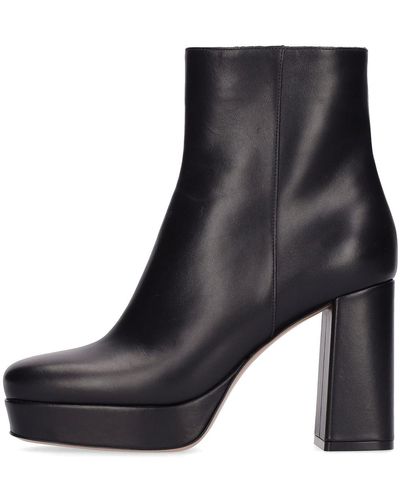 Gianvito Rossi 90mm Daisen Platform Leather Ankle Boots - Black