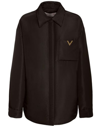 Valentino Oversize Padded Silk Faille Overshirt - Black