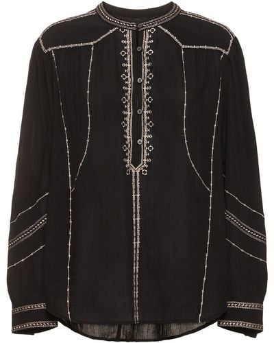 Isabel Marant Pelson Embroidered Cotton Shirt - Black