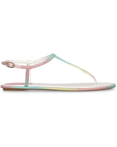 Rene Caovilla 10mm Crystal Flat Sandals - White