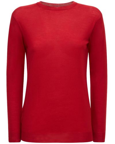 Prada Suéter De Punto De Lana Virgen Cepillada - Rojo