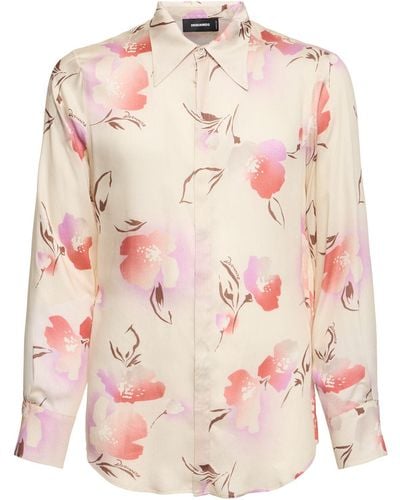 DSquared² Floral Printed Viscose Shirt - Pink