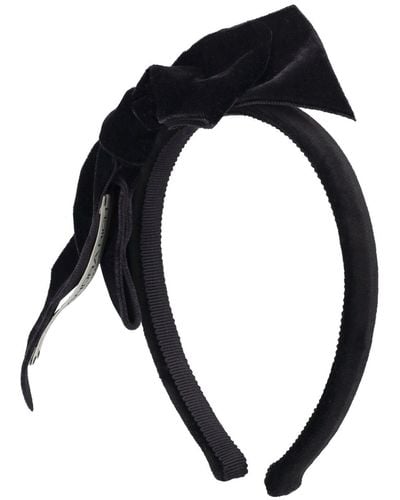 Alessandra Rich Velvet Headband W/ Bow - Black