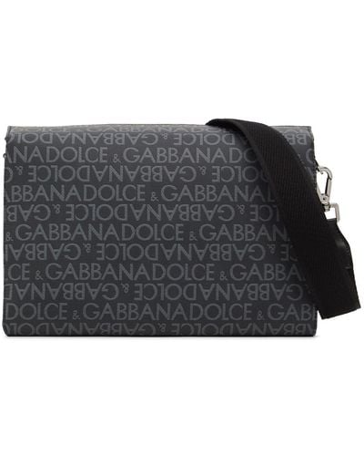Dolce & Gabbana Logo Jacquard Messenger Bag - Black