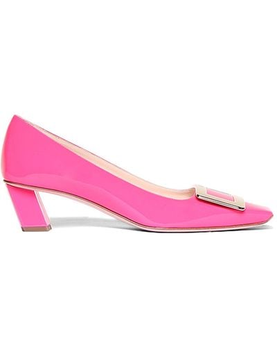 Roger Vivier 45mm Belle Vivier Patent Leather Court Shoes - Pink