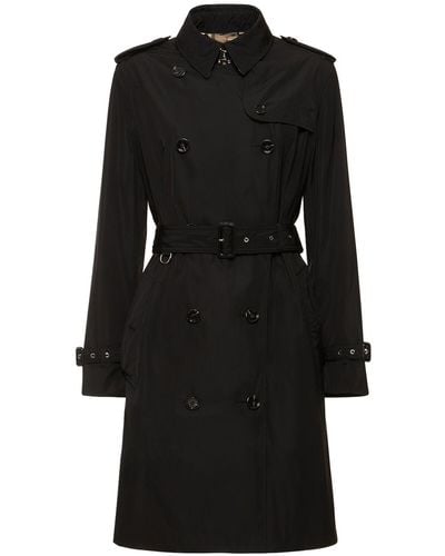 Burberry Trench-coat Mi-long En Toile Kensington - Noir