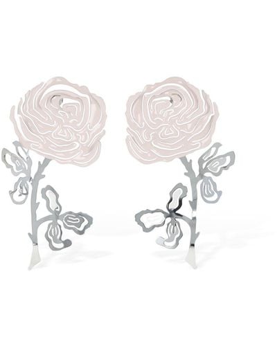Y. Project Rose Enamel Earrings - White