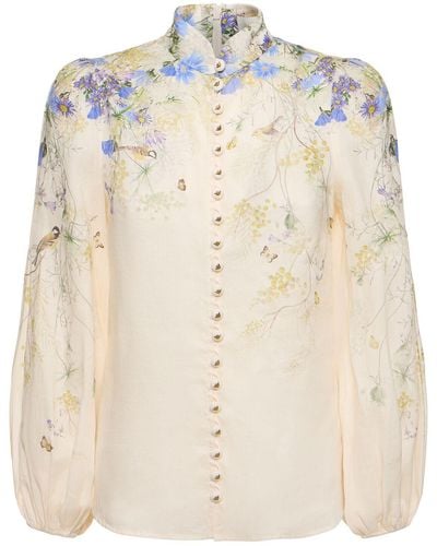 Zimmermann Harmony Buttoned Printed Blouse - Natural