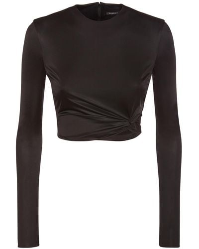 Versace Dua Lipa Jersey Crop Top W/ Twist - Black