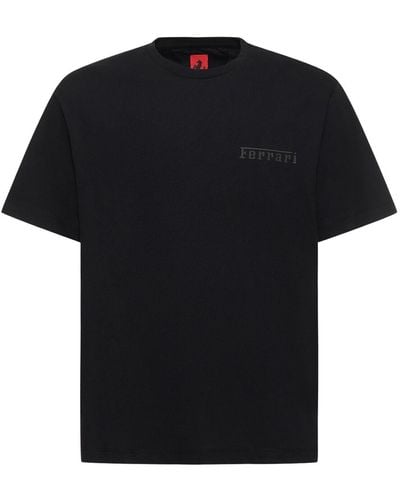 Ferrari Logo Oversize Cotton Jersey T-Shirt - Black