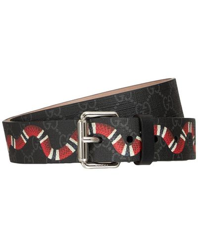 Gucci 3.5cm Snake Printed Faux Leather Belt - White