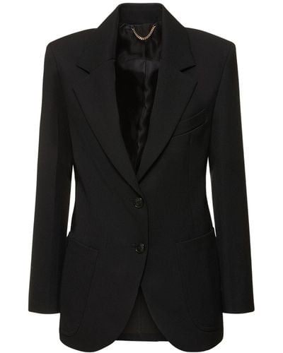 Victoria Beckham Blazer de lana con bolsillo de parche - Negro