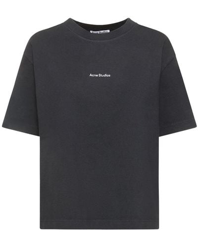 Acne Studios Cotton Jersey Logo Print T-shirt - Black