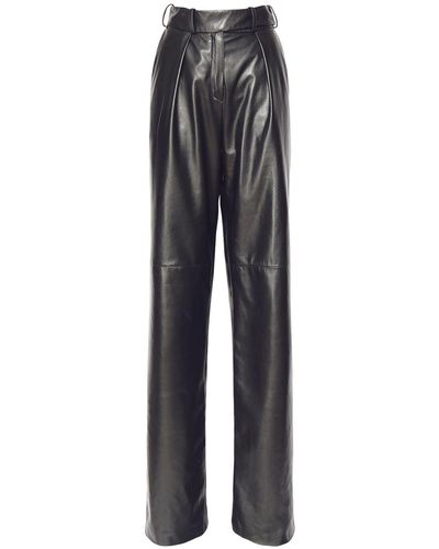 Alexandre Vauthier Leather Wide Leg Pants - Gray