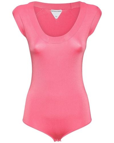 Bottega Veneta Fluid Light Weight Jersey Bodysuit - Pink