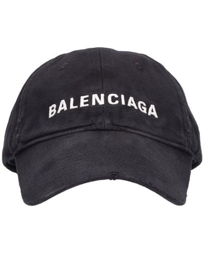 Balenciaga Logo Embroidered Cotton Cap - Black
