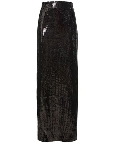 Galvan London Beating Heart Sequined Midi Skirt - Black