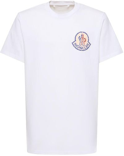 Moncler T-shirt Aus Baumwolljersey Mit Logo - Weiß
